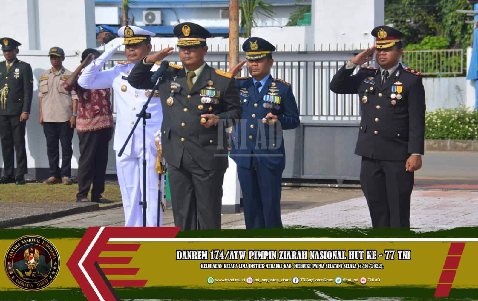 Danrem 174/ATW Pimpin Ziarah Nasional HUT ke – 77 TNI