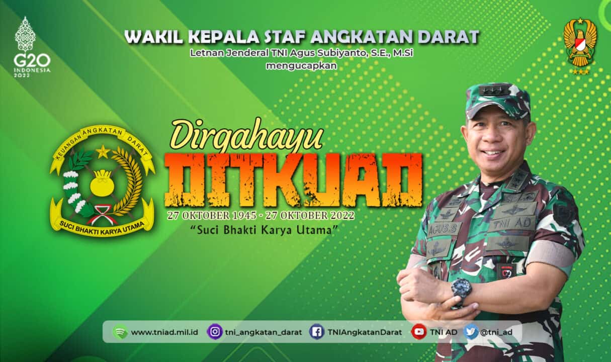 Dirgahayu Direktorat Keuangan TNI Angkatan Darat, 27 Oktober 1945 – 27 Oktober 2022 “Suci Bhakti Karya Utama”