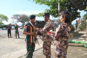 Pererat persahabatan, Satgas Yonif RK 744/SYB hadiri HUT ke-19 UPF Timor Leste