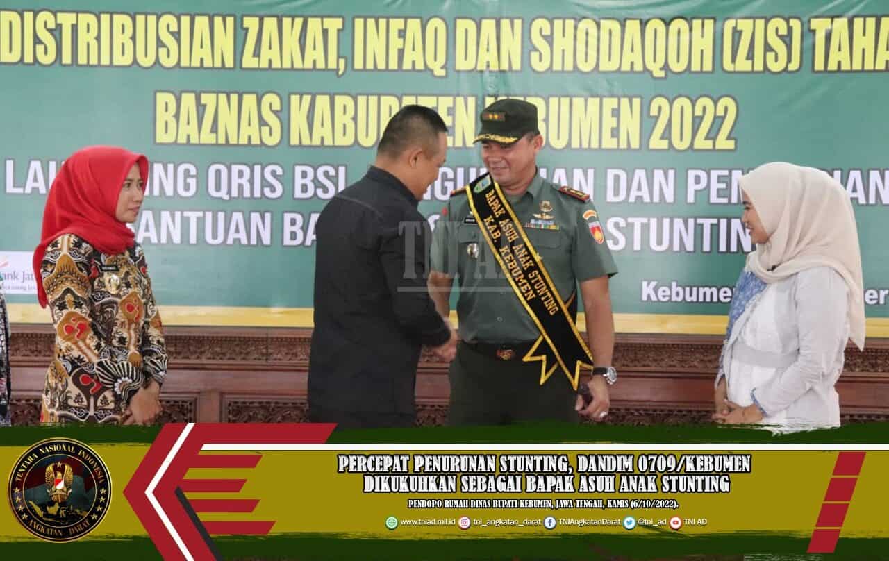 Percepat Penurunan Stunting, Dandim 0709/Kebumen Dikukuhkan sebagai Bapak Asuh Anak Stunting