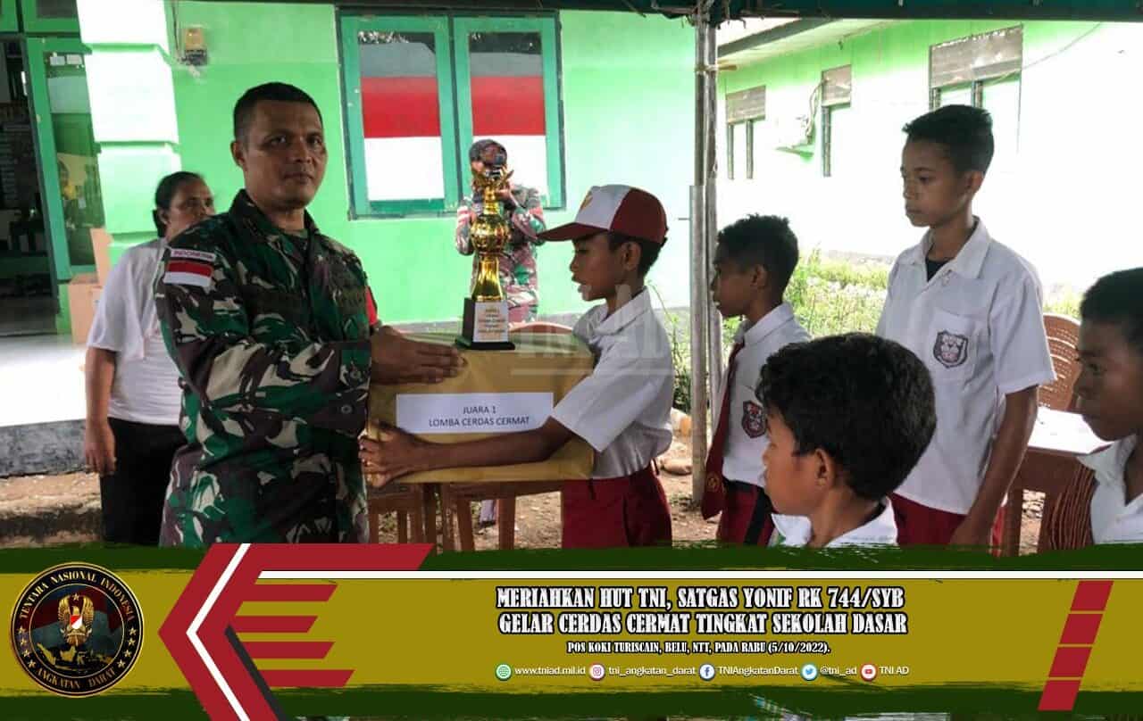 Meriahkan HUT TNI, Satgas Yonif RK 744/SYB Gelar Cerdas Cermat Tingkat Sekolah Dasar