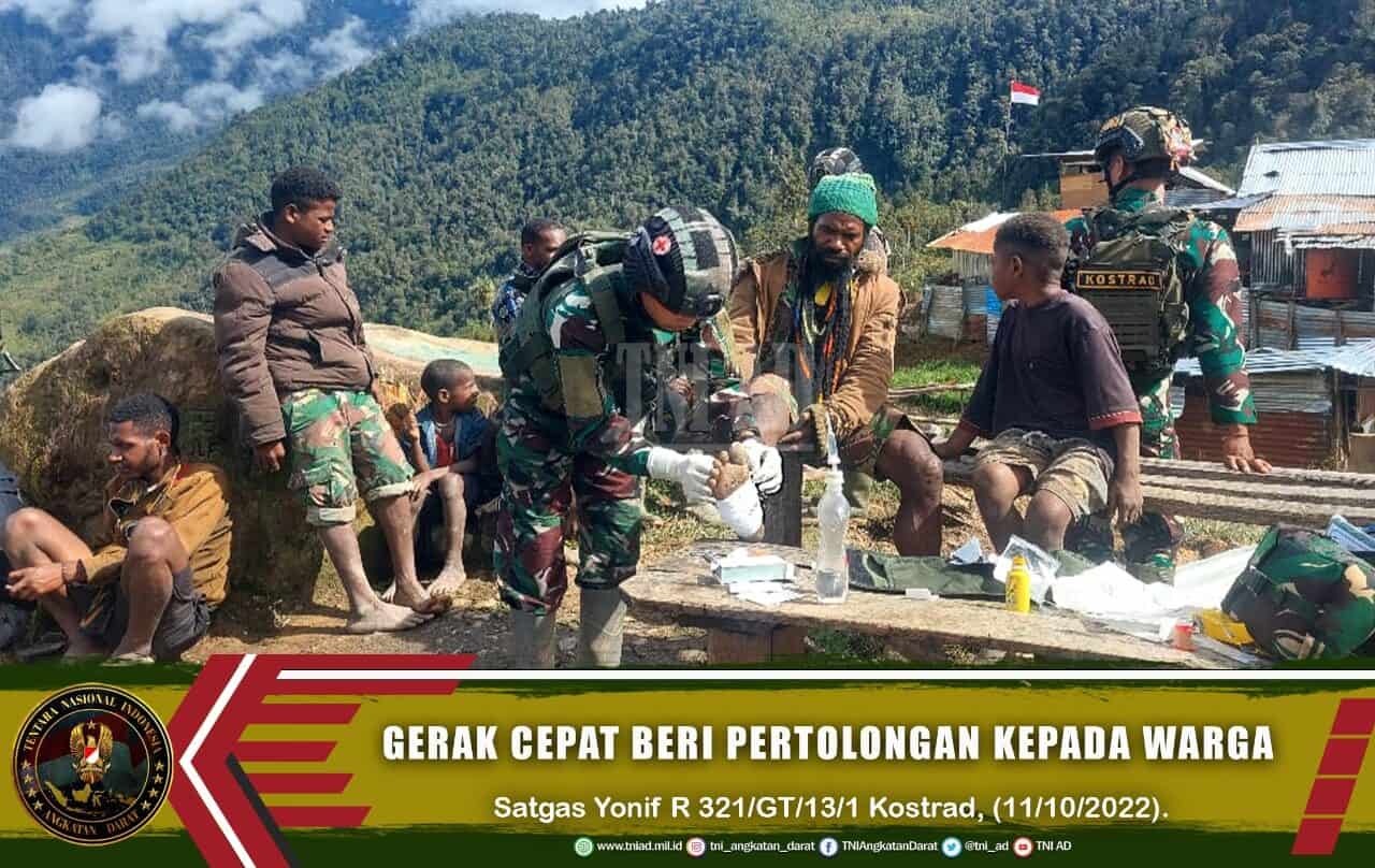 Satgas Yonif R 321/GT/13/1 Kostrad Gerak Cepat Beri Pertolongan Kepada Warga