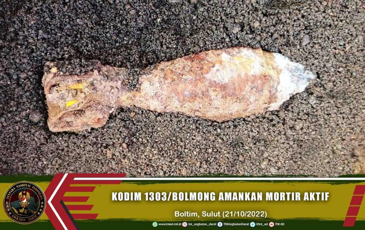 Kodim 1303/Bolmong Amankan Mortir Aktif Temuan Warga