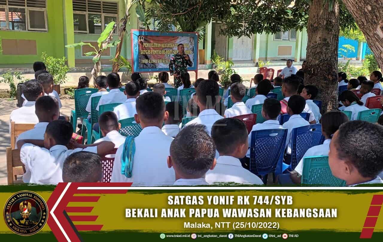 Satgas Yonif RK 744/SYB Bekali Anak Papua Wawasan Kebangsaan, Hukum dan Kejuangan
