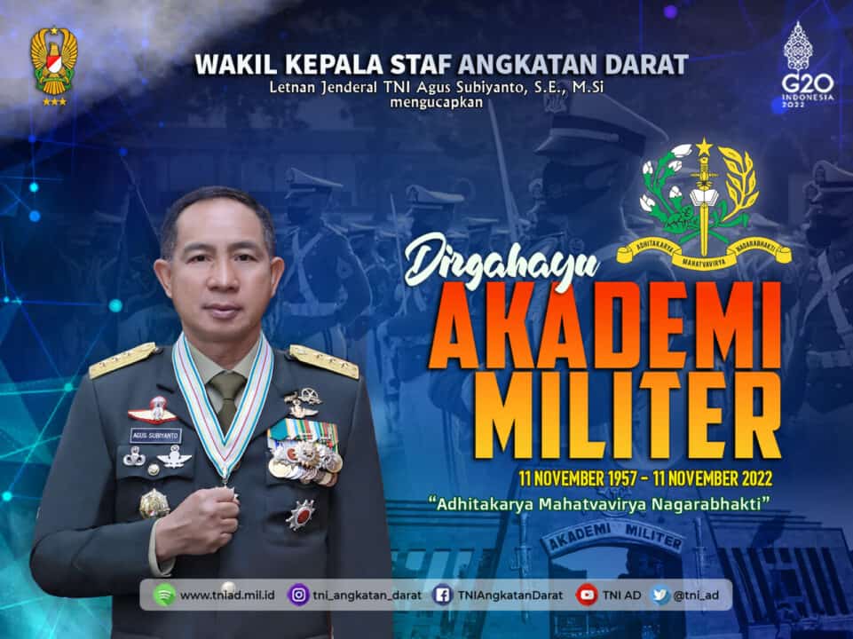 Dirgahayu Akademi Militer, 11 November 1957 – 11 November 2022 “Adhitakarya Mahatvavirya Nagarabhakti”