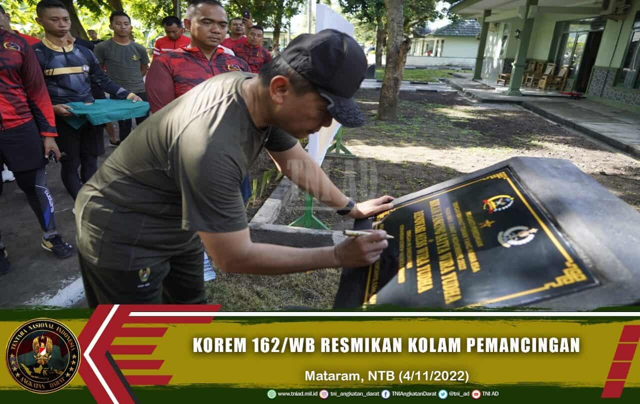 Korem 162/WB Resmikan Kolam Pemancingan Untuk Prajurit dan Masyarakat Mataram