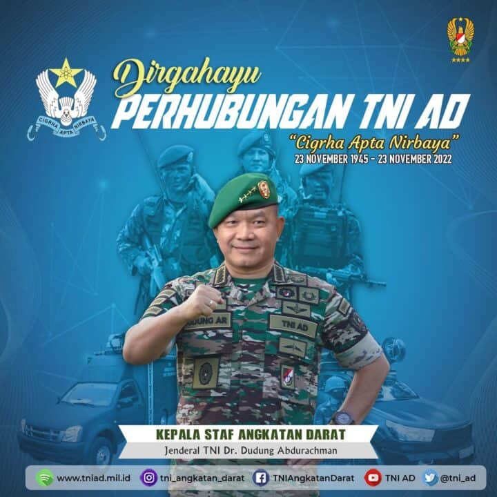 Dirgahayu Perhubungan TNI Angkatan Darat, 23 November 1945 – 23 November 2022 “Cighra Apta Nirbaya”