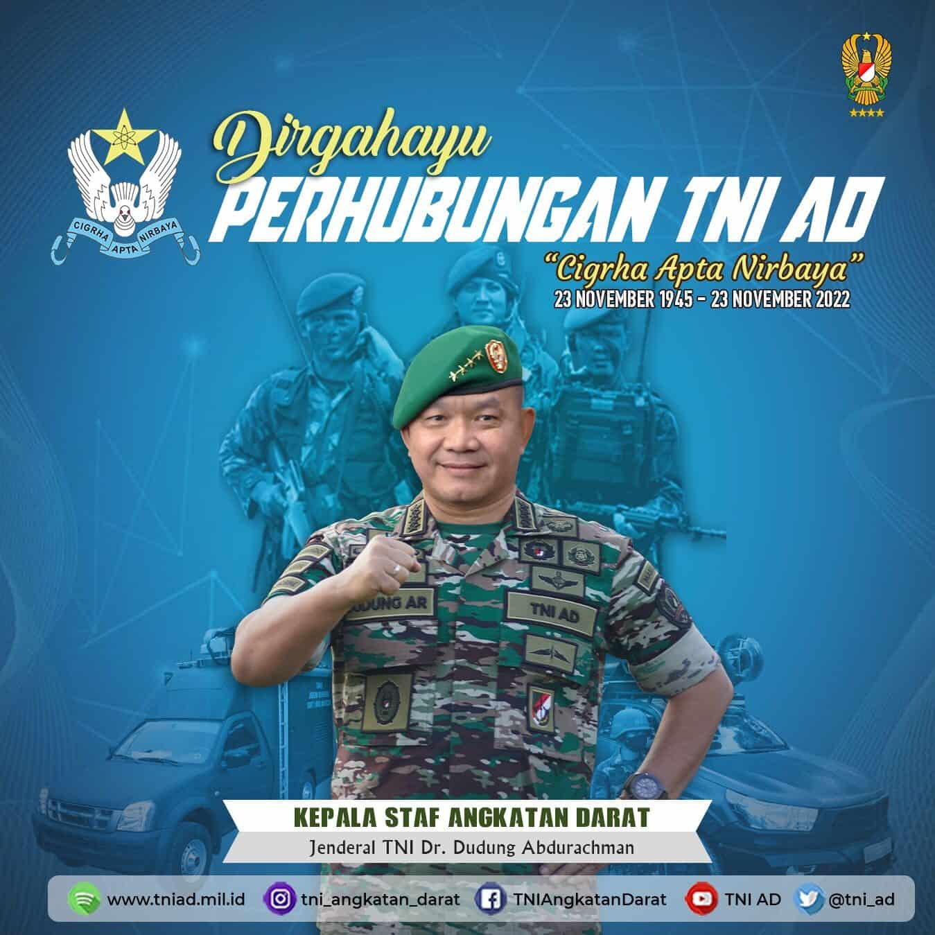 Dirgahayu Perhubungan TNI Angkatan Darat, 23 November 1945 – 23 November 2022 “Cighra Apta Nirbaya”