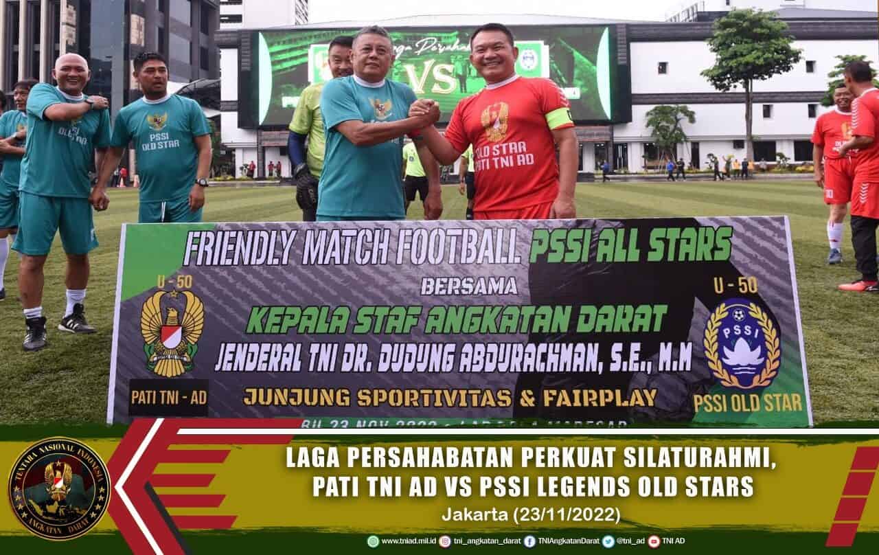 Laga Persahabatan Perkuat Silaturahmi, Pati TNI AD vs PSSI Legends Old Stars