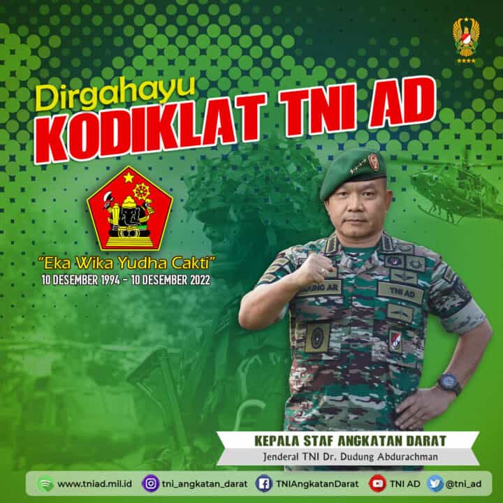 Dirgahayu Kodiklat TNI AD, 10 Desember 1994 – 10 Desember 2022 “Eka Wika Yudha Cakti”
