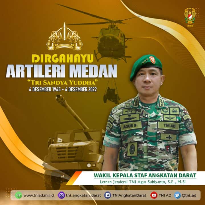 Dirgahayu Artileri Medan, 4 Desember 1945 – 4 Desember 2022 “Tri Sandya Yuddha”