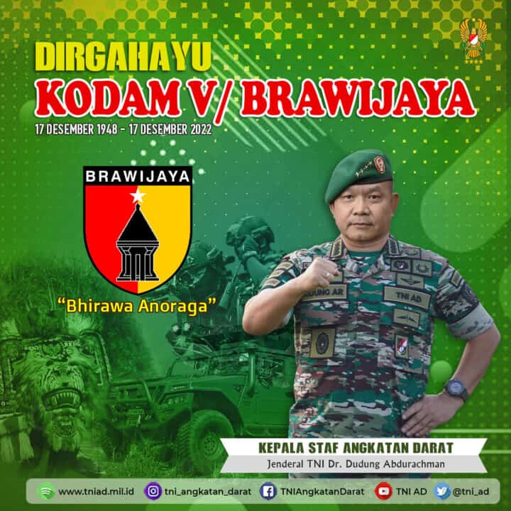 Dirgahayu Kodam V/Brawijaya, 17 Desember 1958 – 17 Desember 2022 “Bhirawa Anoraga”