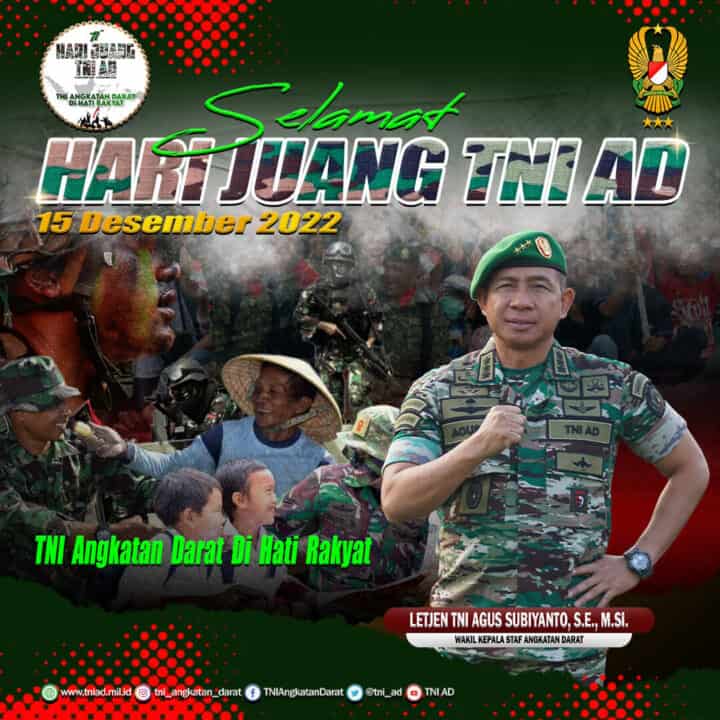Selamat Hari Juang TNI AD, 15 Desember 2022 “TNI Angkatan Darat Di Hati Rakyat”