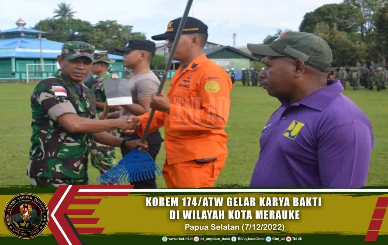 Sambut HUT Ke -18 dan HJK 2022, Korem 174/ATW Gelar Karya Bakti di Wilayah Kota Merauke