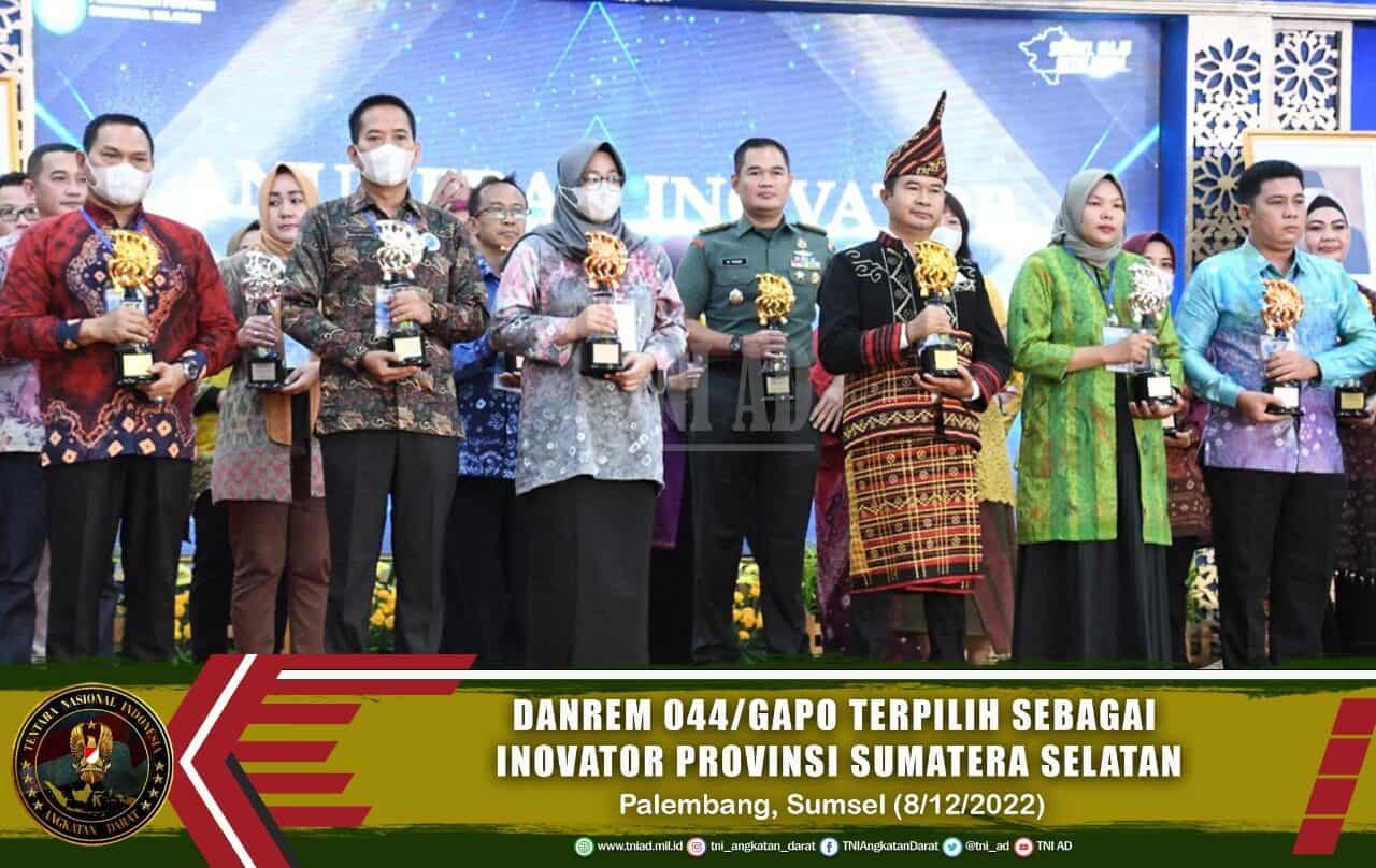 Danrem 044/Gapo Terpilih Sebagai Inovator Provinsi Sumatera Selatan