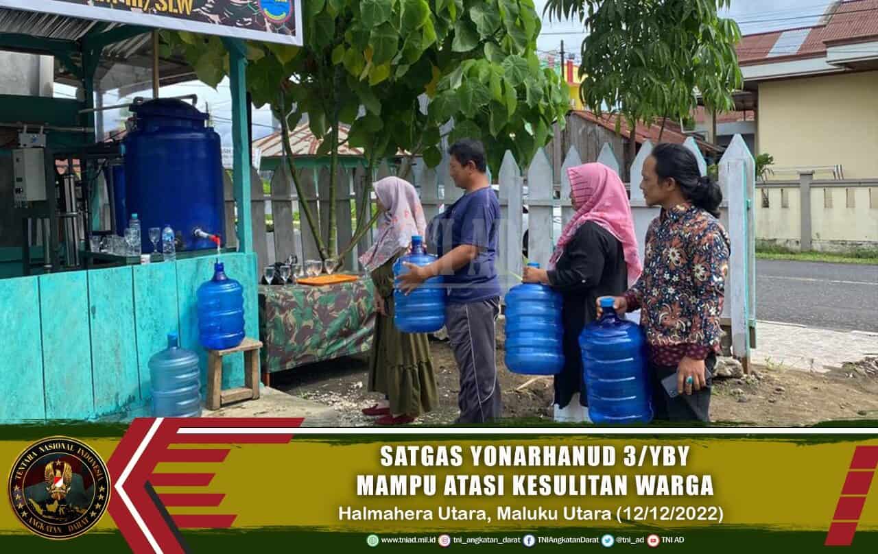 Inovasi Pengolahan Air Bersih Satgas Yonarhanud 3/YBY Mampu Atasi Kesulitan Warga