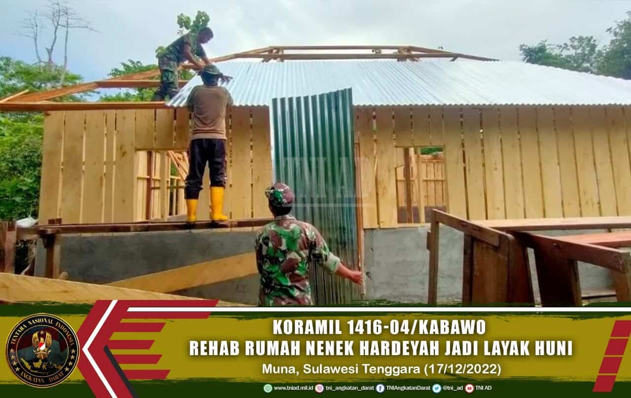 Koramil 1416-04/Kabawo Rehab Rumah Nenek Hardeyah Jadi Layak Huni