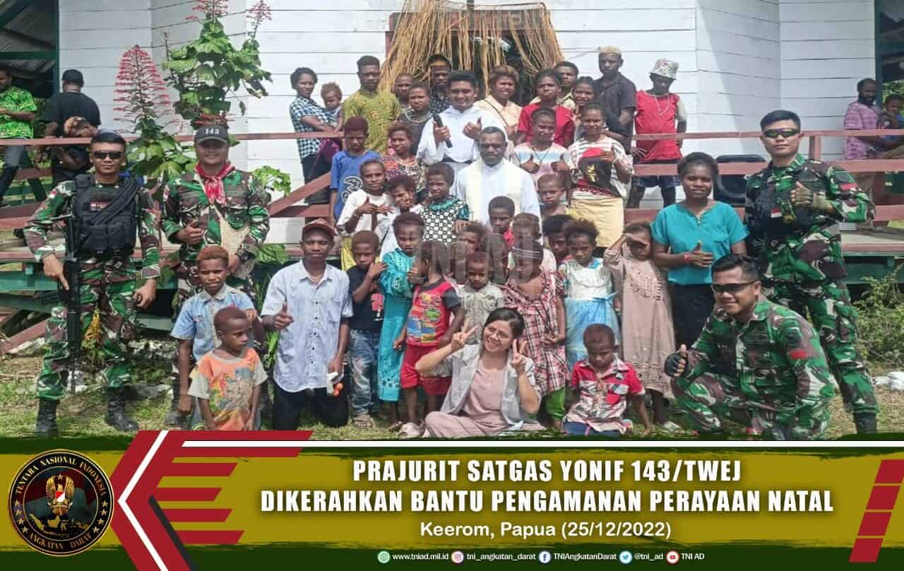 Prajurit Satgas Yonif 143/TWEJ Dikerahkan Bantu Pengamanan Perayaan Natal di Papua