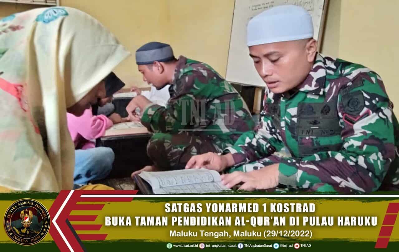 Satgas Yonarmed 1 Kostrad Buka Taman Pendidikan Al-Qur’an “TPA Rahmat” di Pulau Haruku