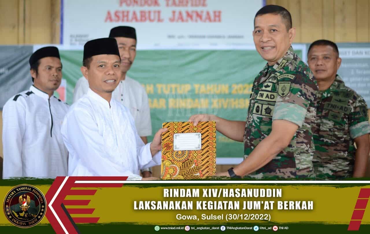 Rindam XIV/Hasanuddin Laksanakan Kegiatan Jum’at Berkah Tutup Tahun 2022