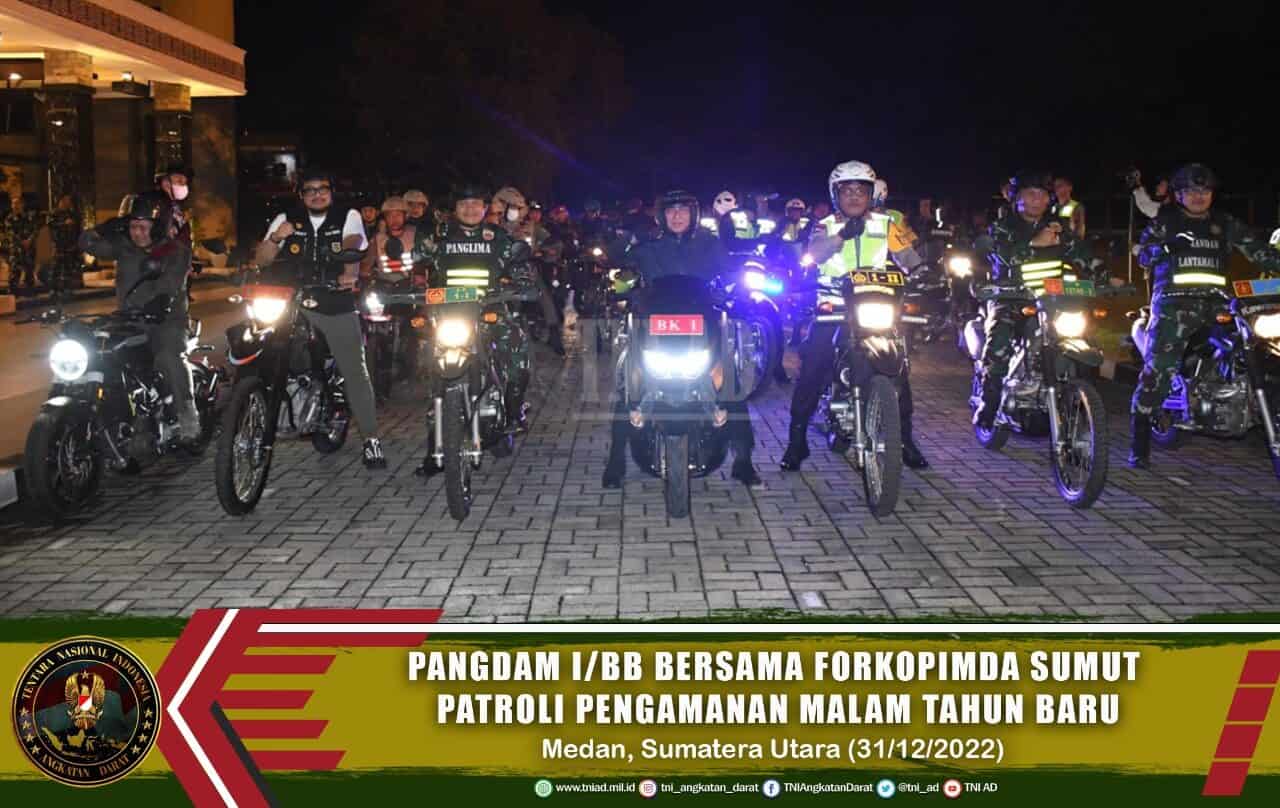 Pangdam I/BB Patroli Keliling Bersama Forkopimda Sumut Mengamankan Malam Tahun Baru