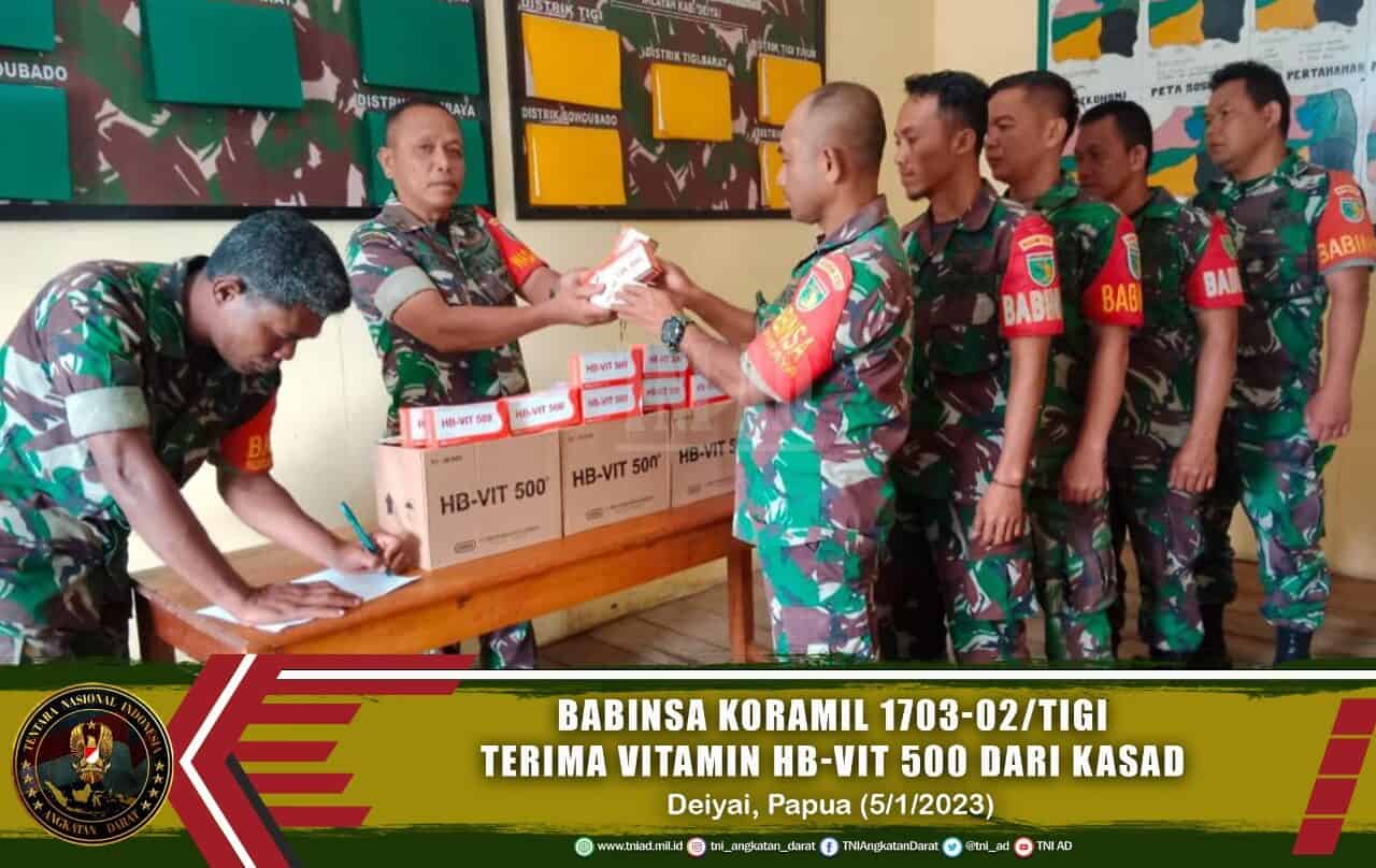 Babinsa Koramil 1703-02/Tigi Terima Vitamin HB-Vit 500 dari Kasad