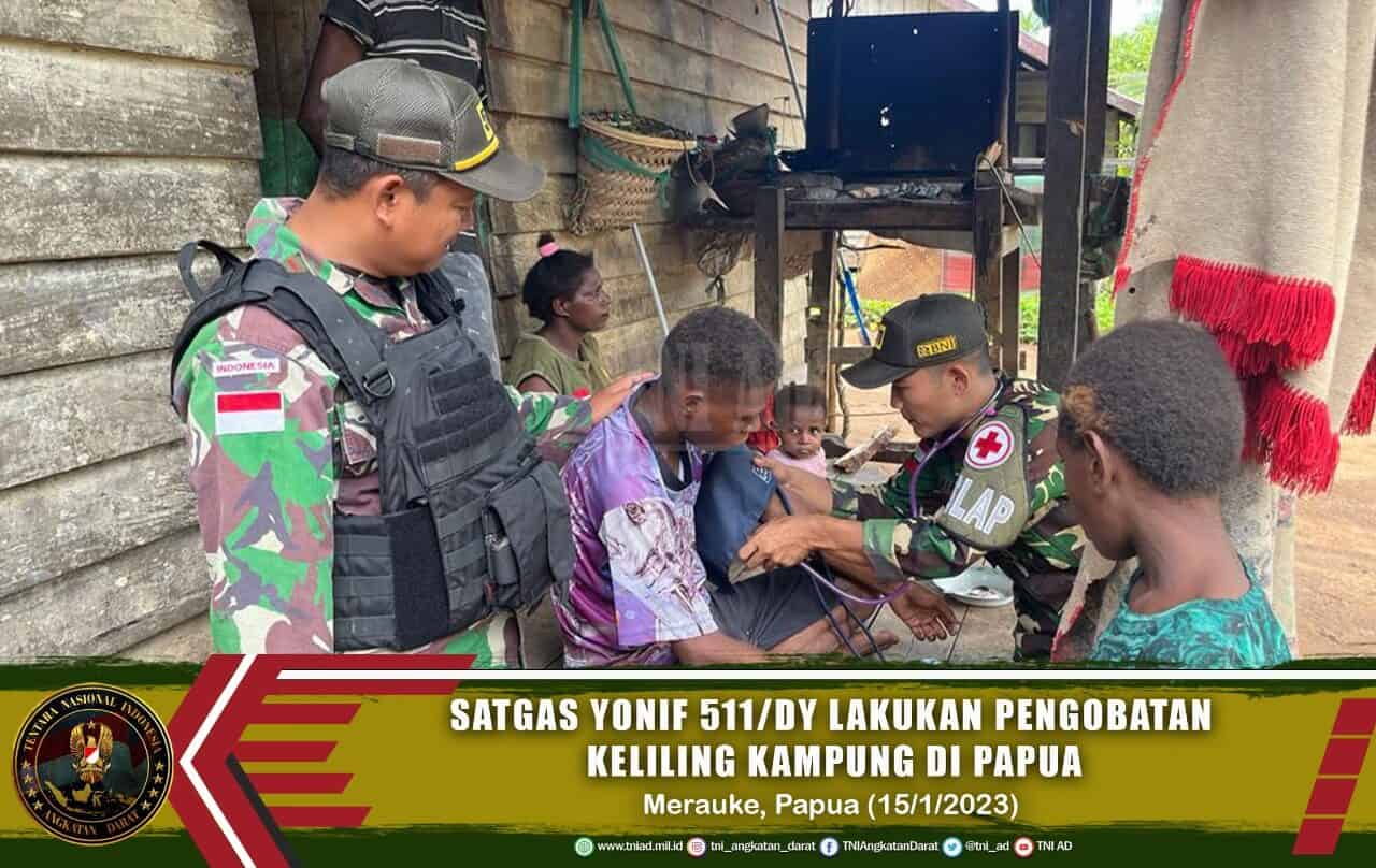 Pantau Kesehatan Warga, Satgas Yonif 511/DY Lakukan Pengobatan Keliling Kampung Di Papua