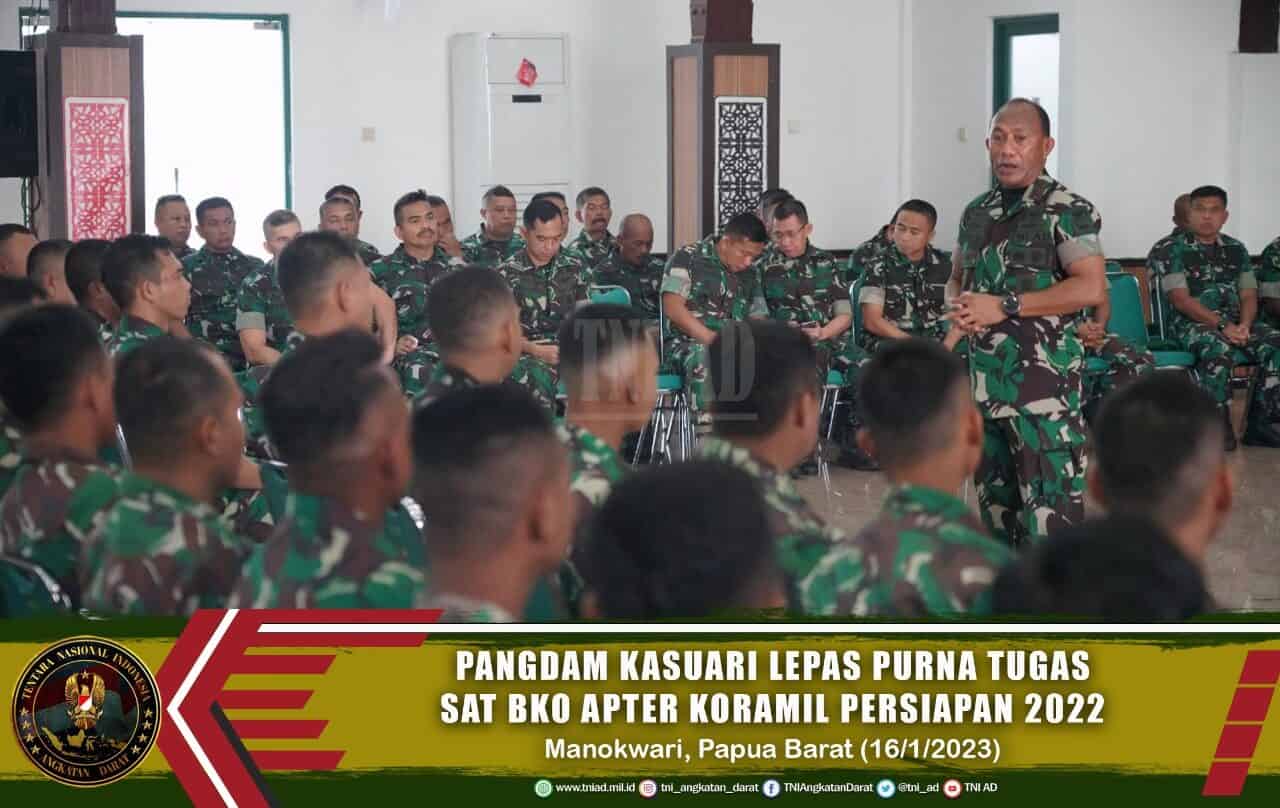 Pangdam Kasuari Lepas Purna Tugas Sat BKO Apter Koramil Persiapan 2022