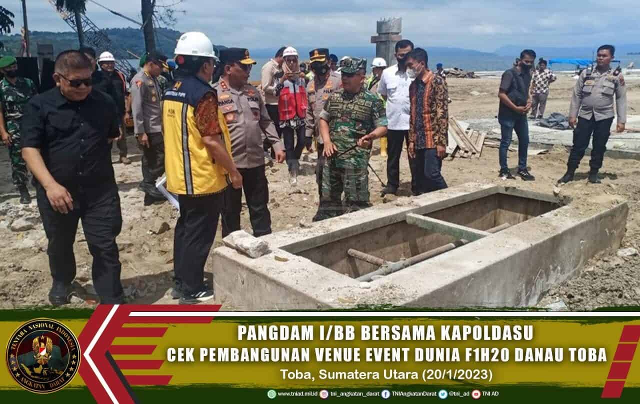 Pangdam I/BB Bersama Kapoldasu Cek Pembangunan Venue Event Dunia F1H20 Danau Toba