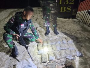 Satgas Yonif 132/BS Kembali Berhasil Amankan Ganja Seberat 3250 gram di Perbatasan