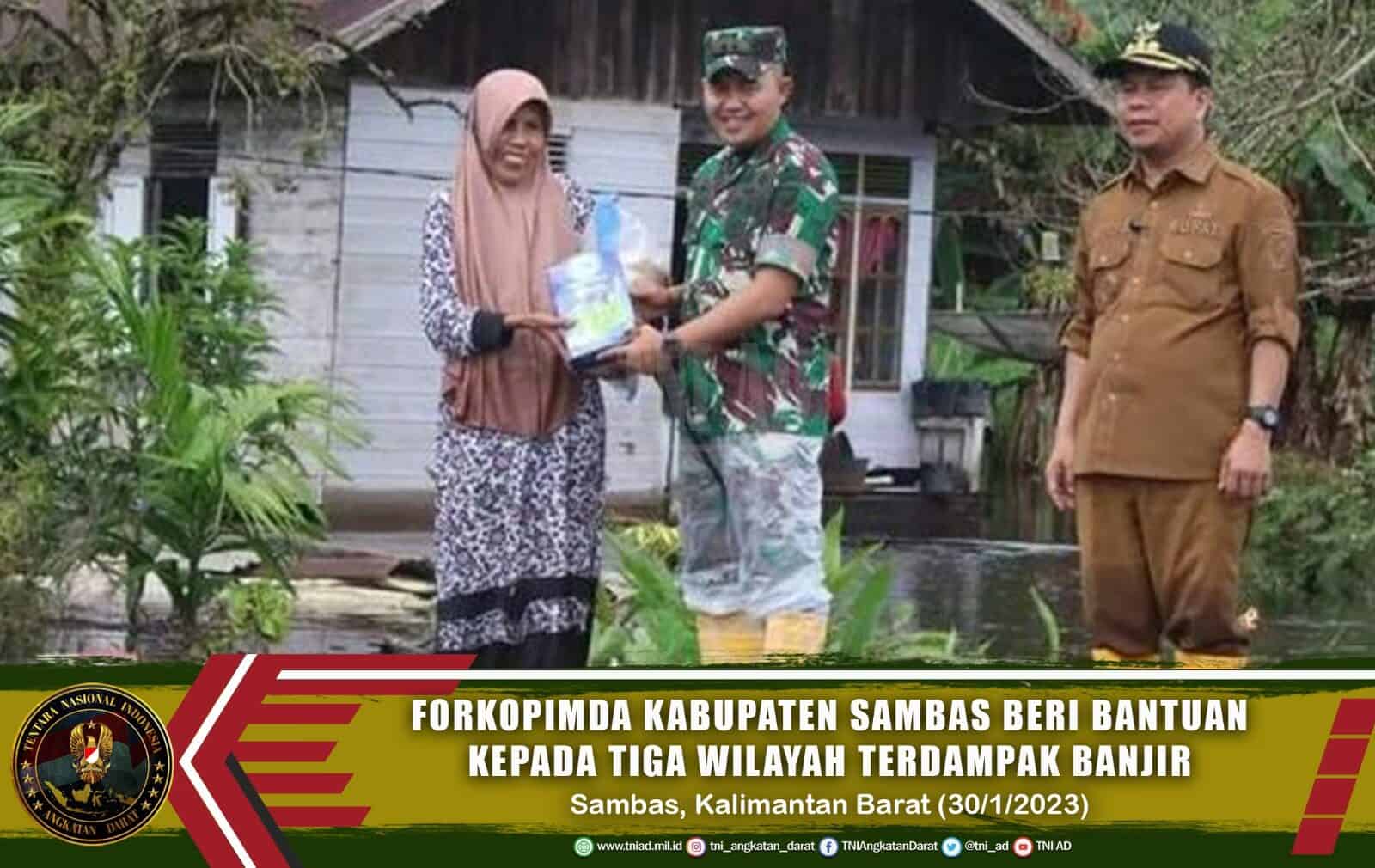 Forkopimda Kabupaten Sambas Beri Bantuan Kepada Tiga Wilayah Terdampak Banjir