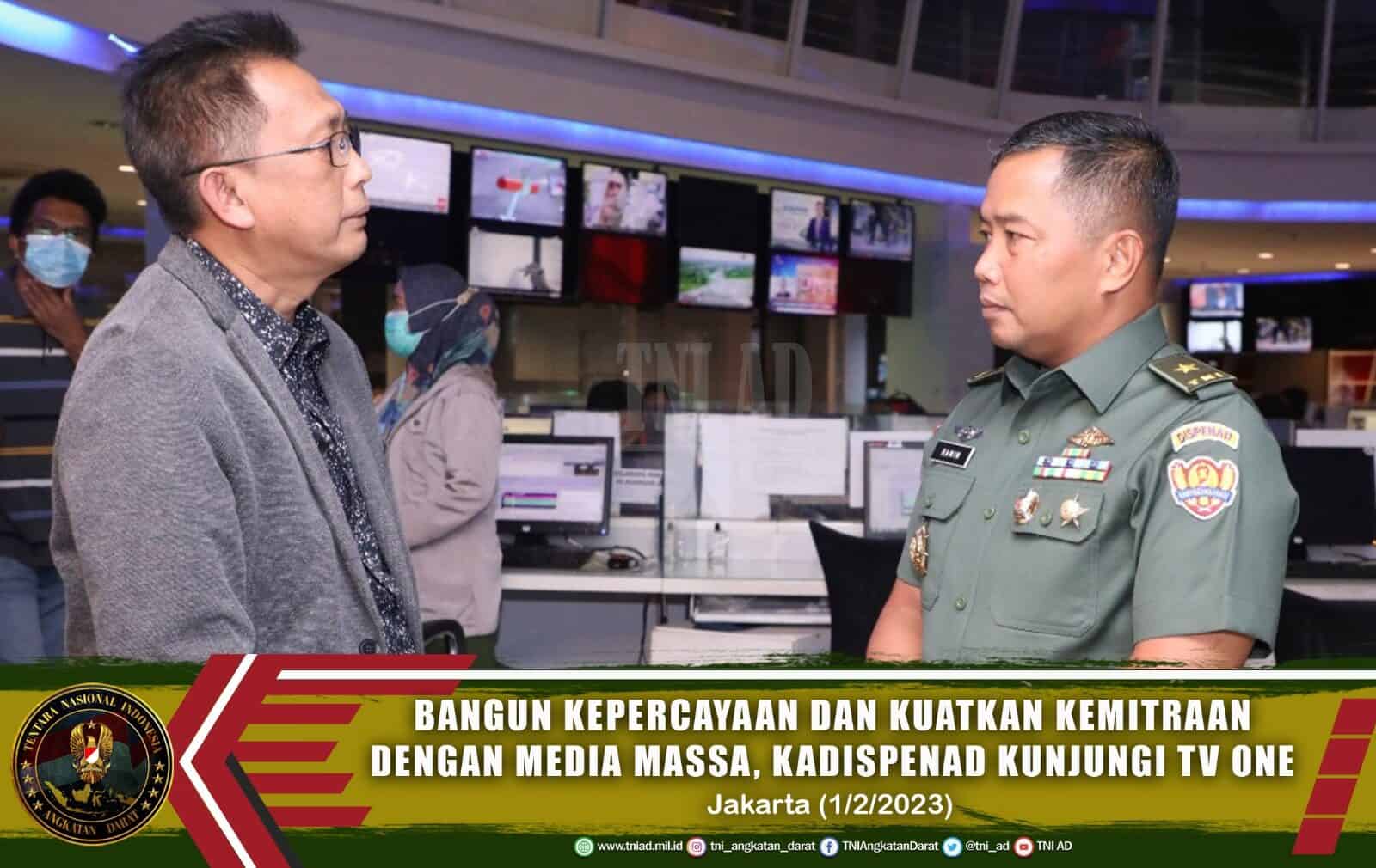 Bangun Kepercayaan dan Kuatkan Kemitraan dengan Media Massa, Kadispenad Kunjungi TV One