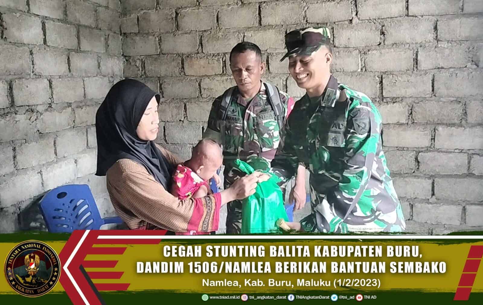 Cegah Stunting Balita Kabupaten Buru, Dandim 1506/Namlea Berikan Bantuan Sembako