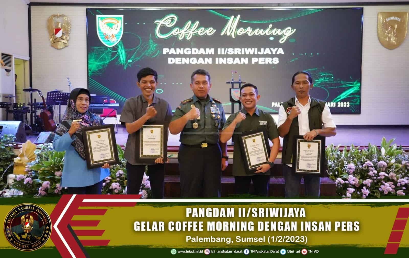 Silaturahmi dengan Insan Pers Pangdam II/Sriwijaya Gelar Coffee Morning