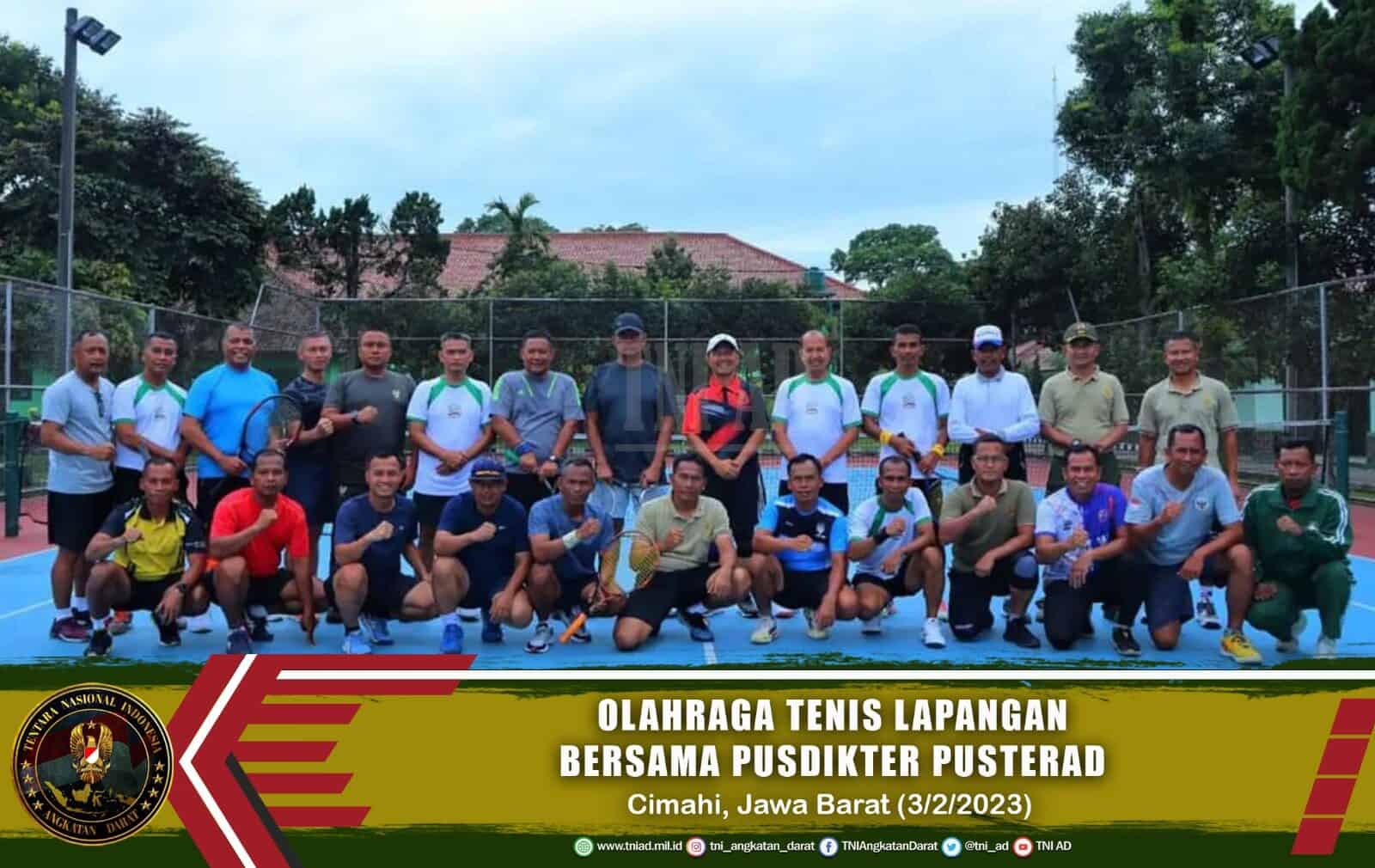 Olahraga Tenis Lapangan bersama Pusdikter Pusterad