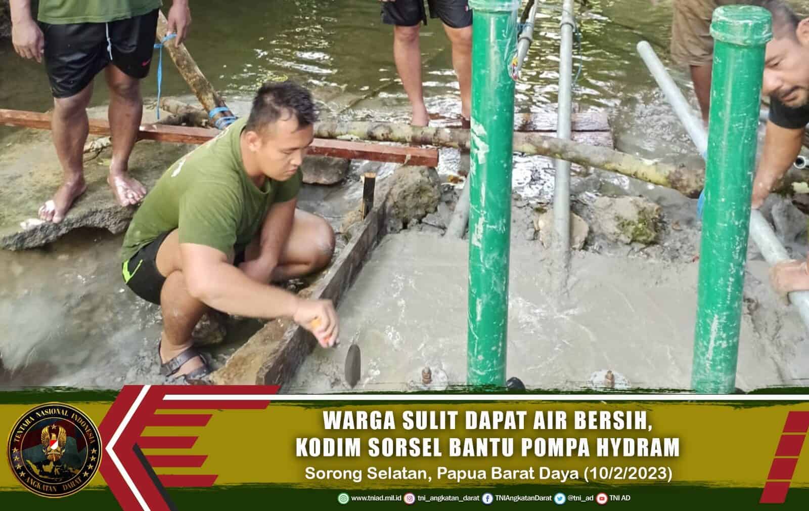 Warga Sulit Dapat Air Bersih, Kodim Sorsel Bantu Pompa Hydram