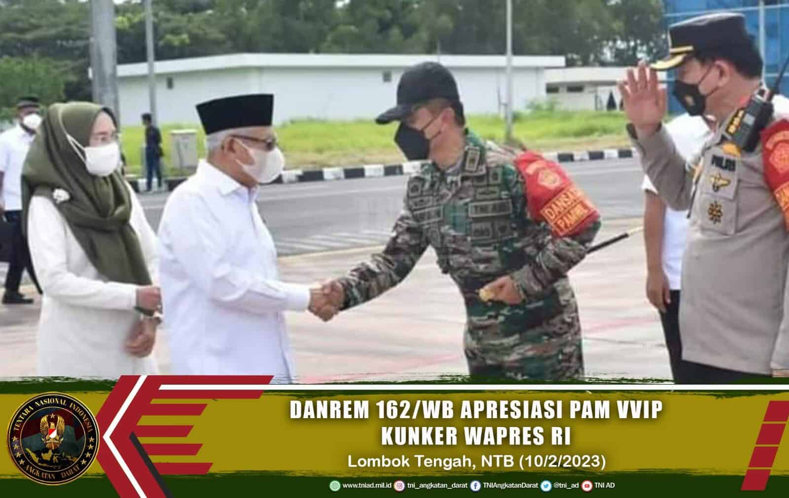 Danrem 162/WB Apresiasi Pam VVIP Kunker Wapres RI di Lombok Tengah