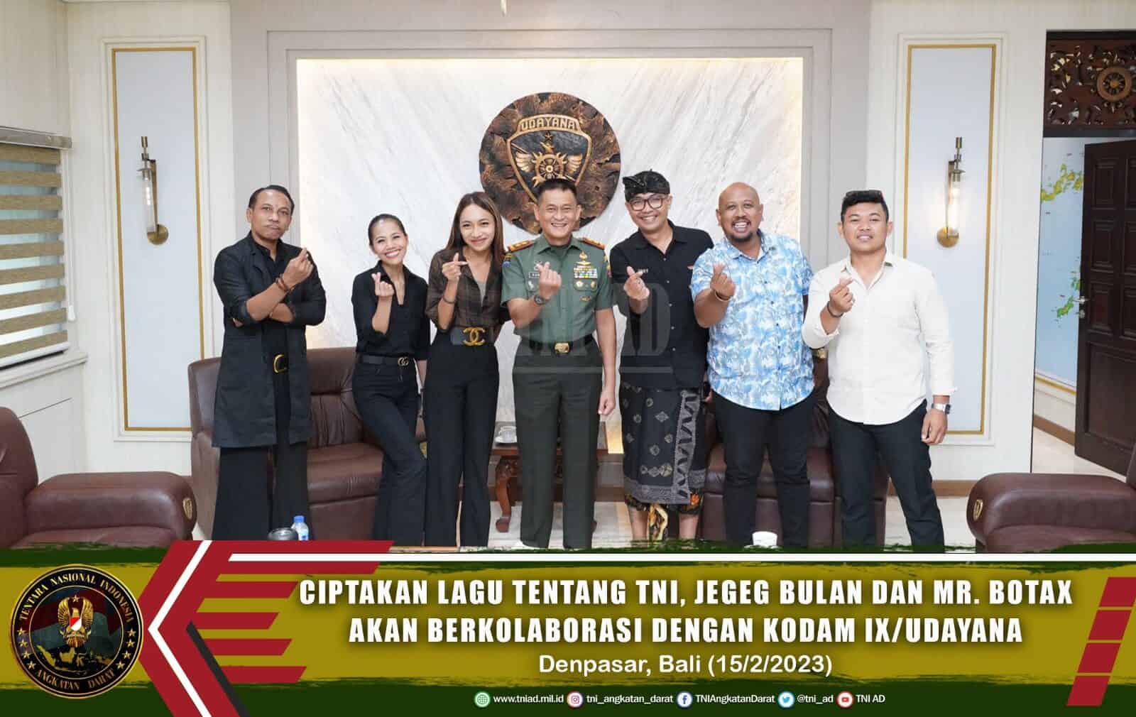 Ciptakan Lagu Tentang TNI, Jegeg Bulan dan Mr. Botax Akan Berkolaborasi dengan Kodam IX/Udayana
