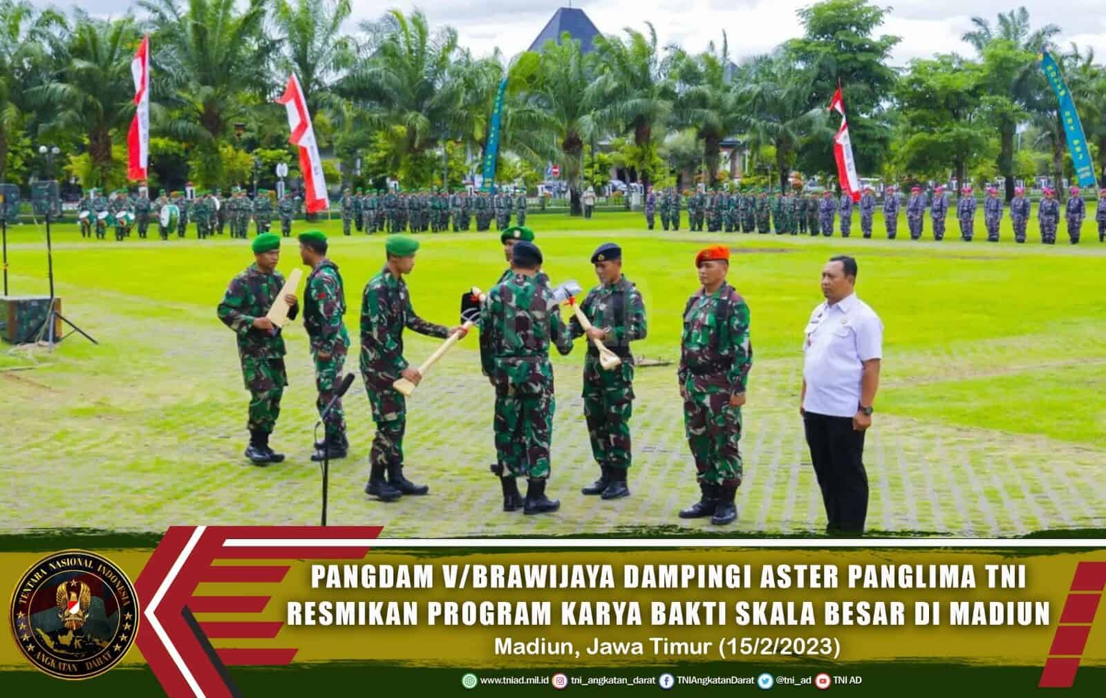 Pangdam V/Brawijaya Dampingi Aster Panglima TNI Resmikan Program Karya Bakti Skala Besar di Madiun