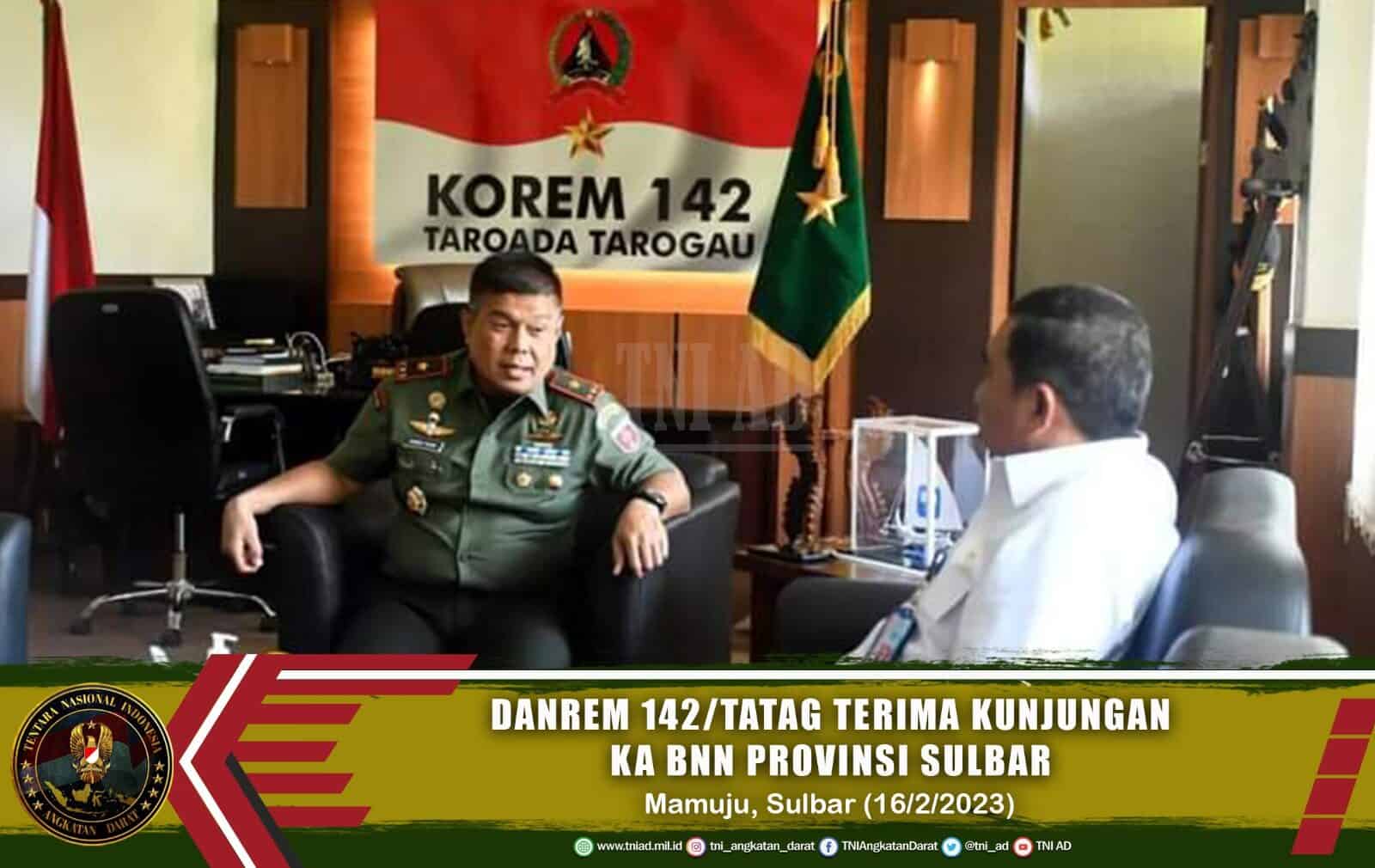 Danrem 142/Tatag Terima Kunjungan Kepala Badan Narkotika Nasional (BNN) Provinsi Sulawesi Barat