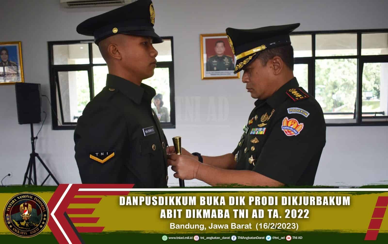 Danpusdikkum Buka Dik Prodi Dikjurbakum Abit Dikmaba TNI AD TA. 2022