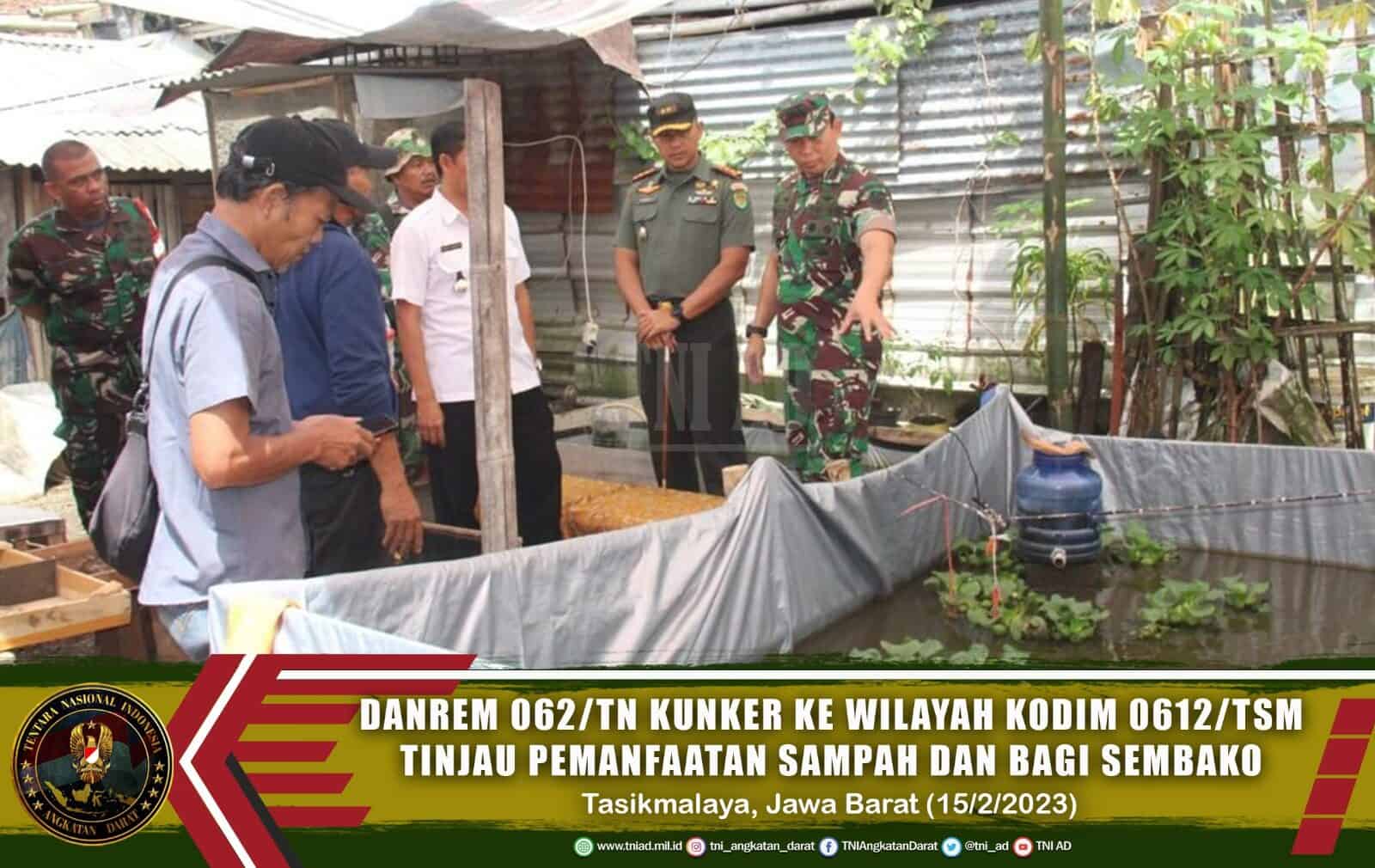 Danrem 062/Tn Kunker Ke Wilayah Kodim 0612/Tsm Tinjau Pemanfaatan Sampah dan Bagi Sembako