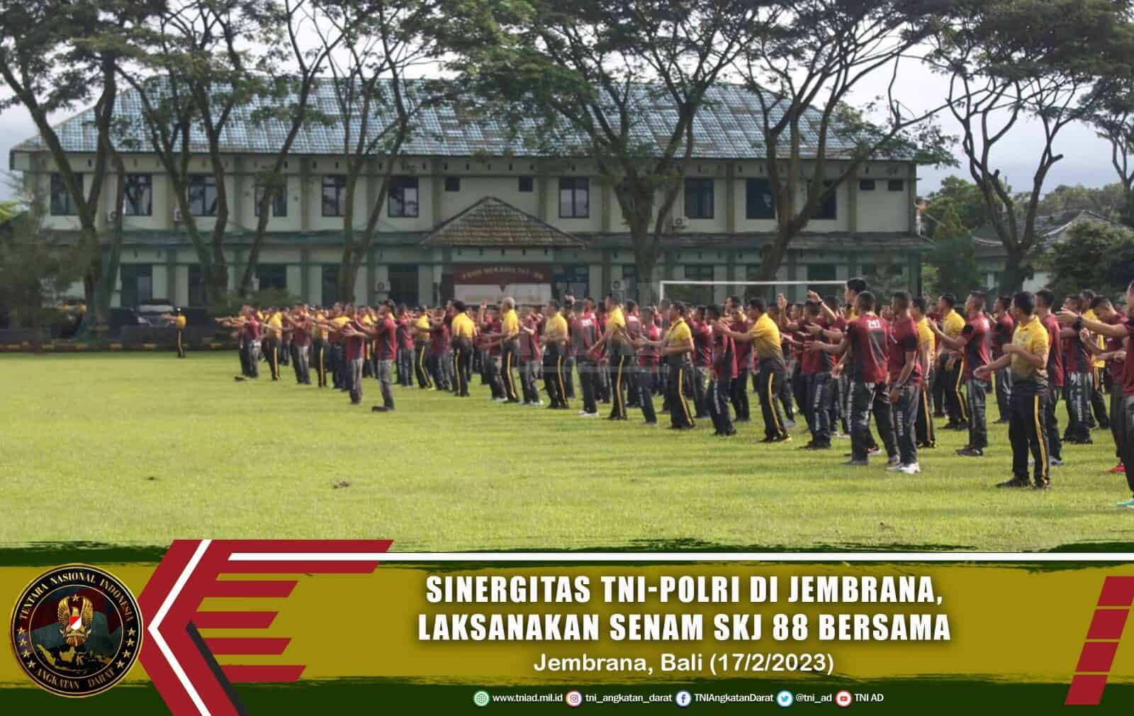 Sinergitas TNI-Polri di Jembrana, Laksanakan Senam SKJ 88 Bersama.