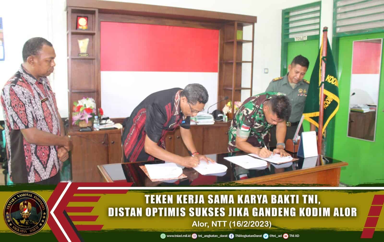 Teken Kerja Sama Karya Bakti TNI, Distan Optimis Sukses Jika Gandeng Kodim Alor