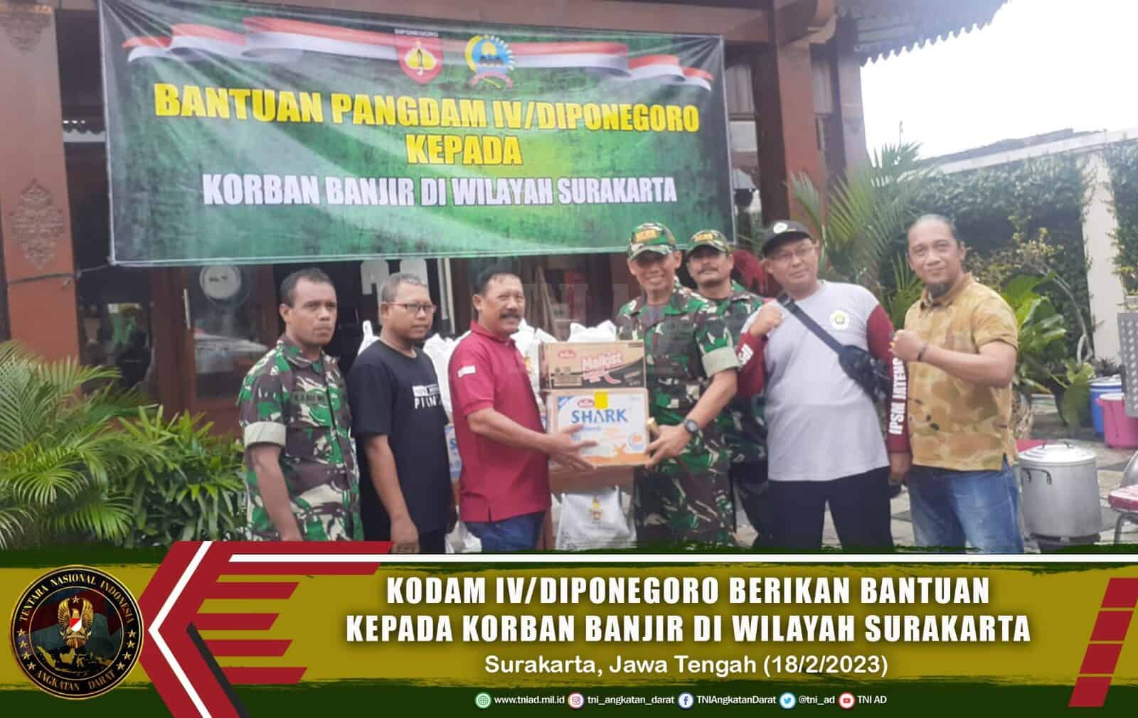 Kodam IV/Diponegoro Berikan Bantuan Kepada Korban Banjir di Wilayah Surakarta