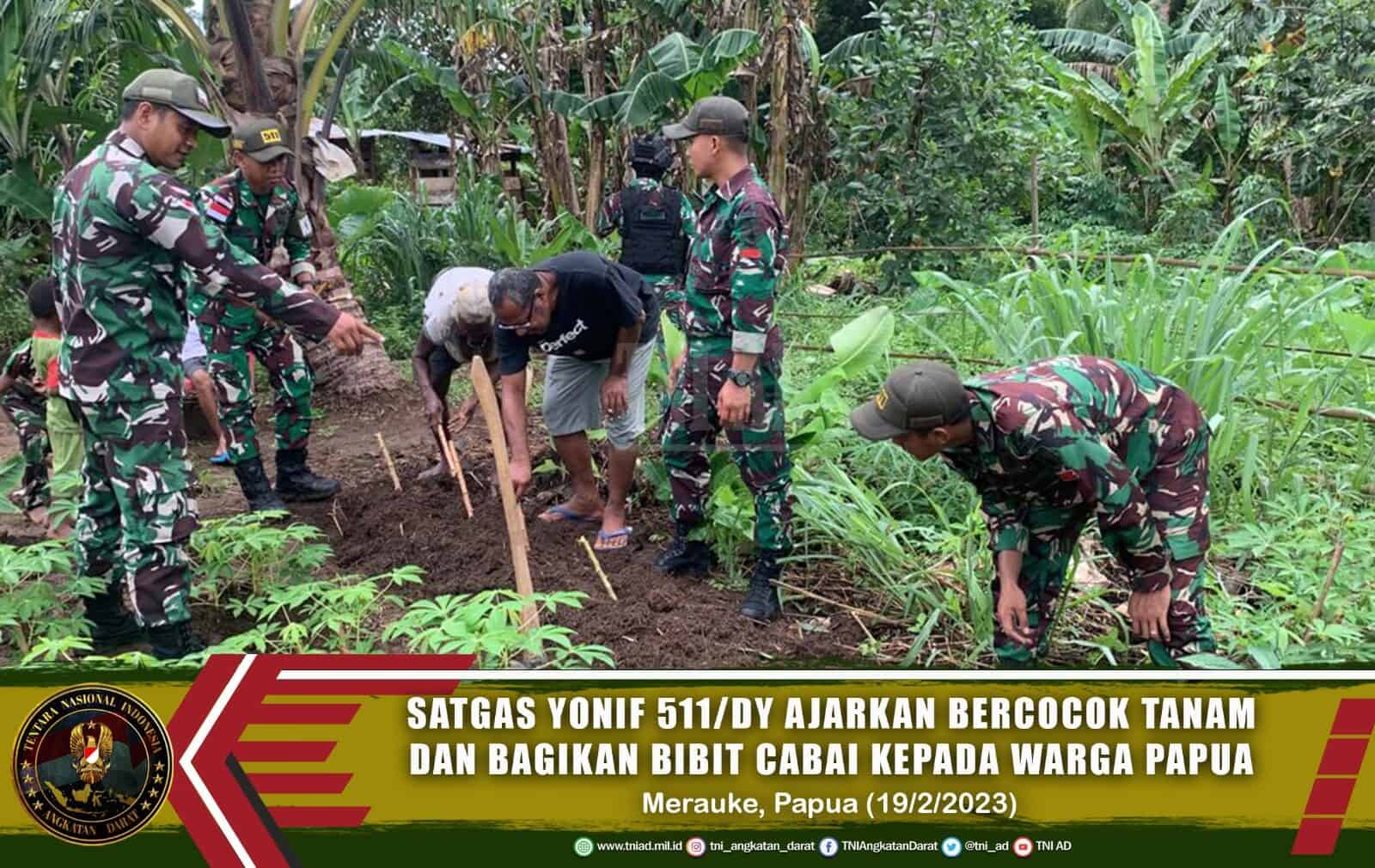 Tingkatkan Ekonomi Warga, Satgas Yonif 511/DY Bagikan Bibit Sayur Di Papua