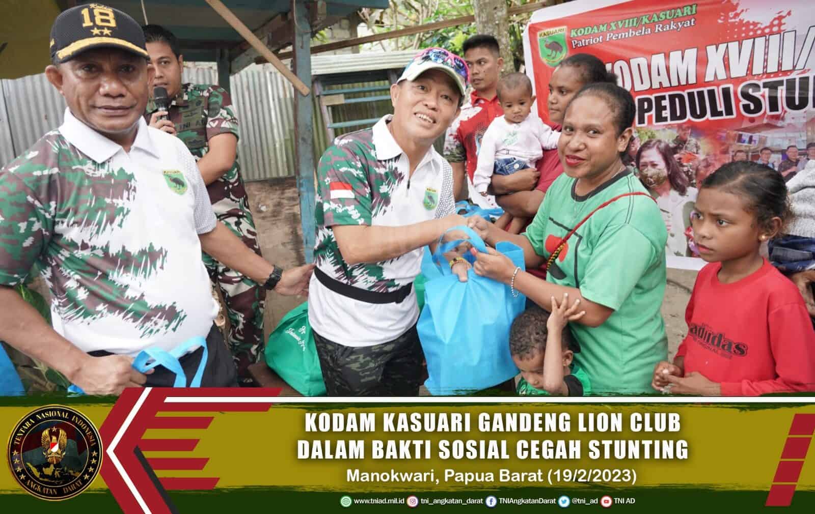 Kodam Kasuari Gandeng Lion Club Dalam Bakti Sosial Cegah Stunting