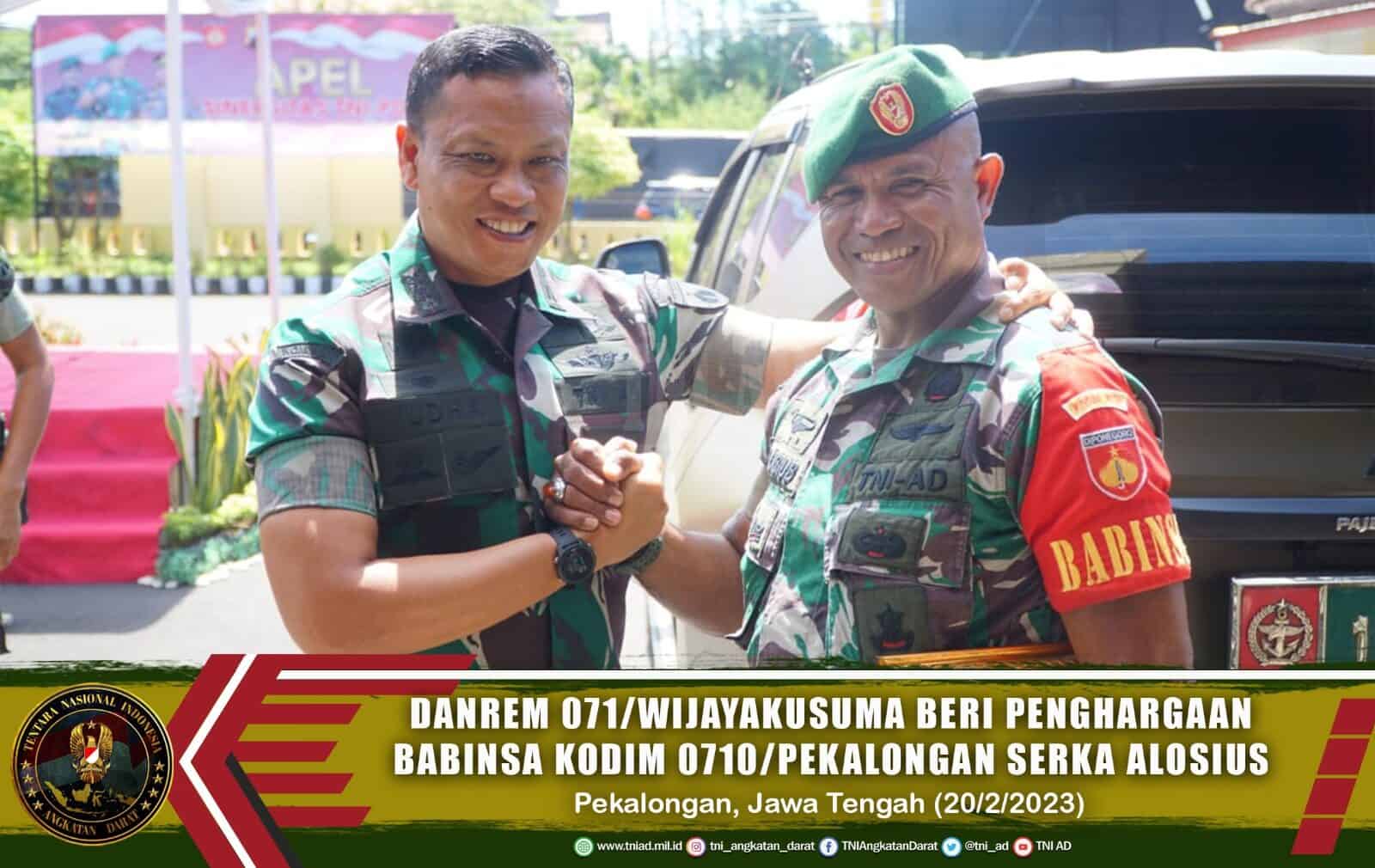 Penghargaan Danrem 071/Wijayakusuma Untuk Serka Alosius Jawa dan Warga Kota Pekalongan