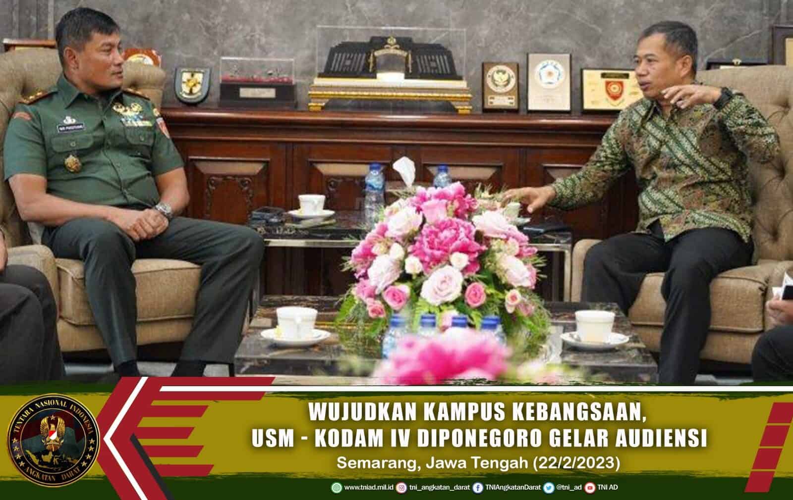 Wujudkan Kampus Kebangsaan, USM – Kodam IV Diponegoro Gelar Audiensi