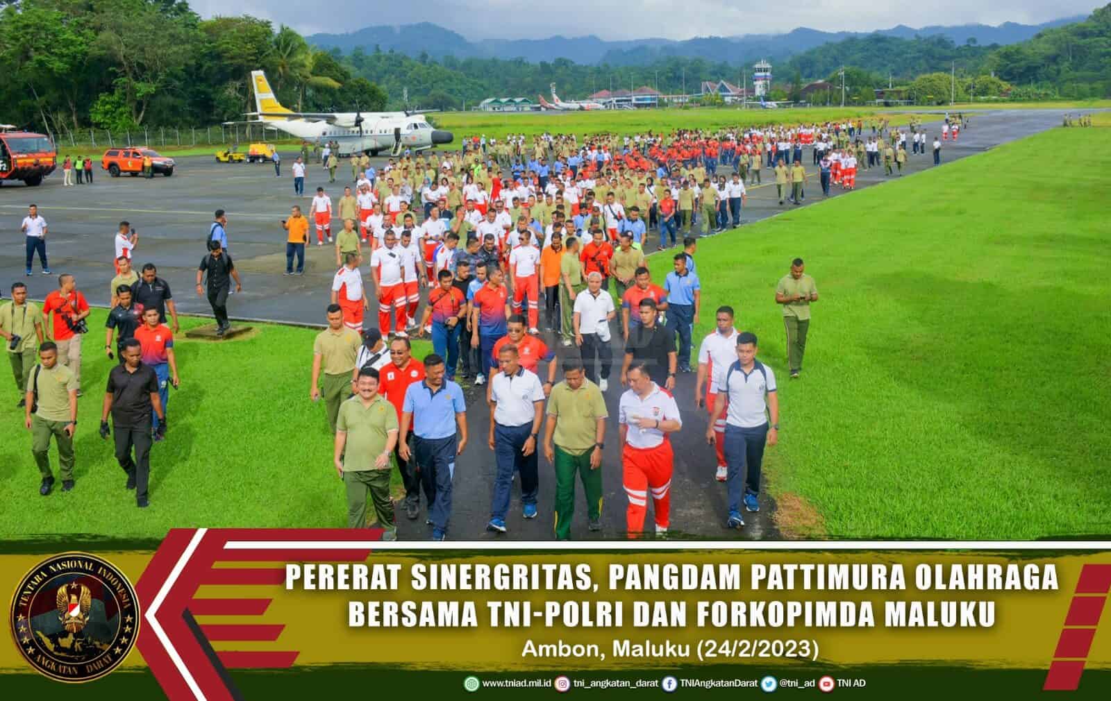 Pererat Sinergritas, Pangdam Pattimura Olahraga Bersama TNI-Polri dan Forkopimda Maluku